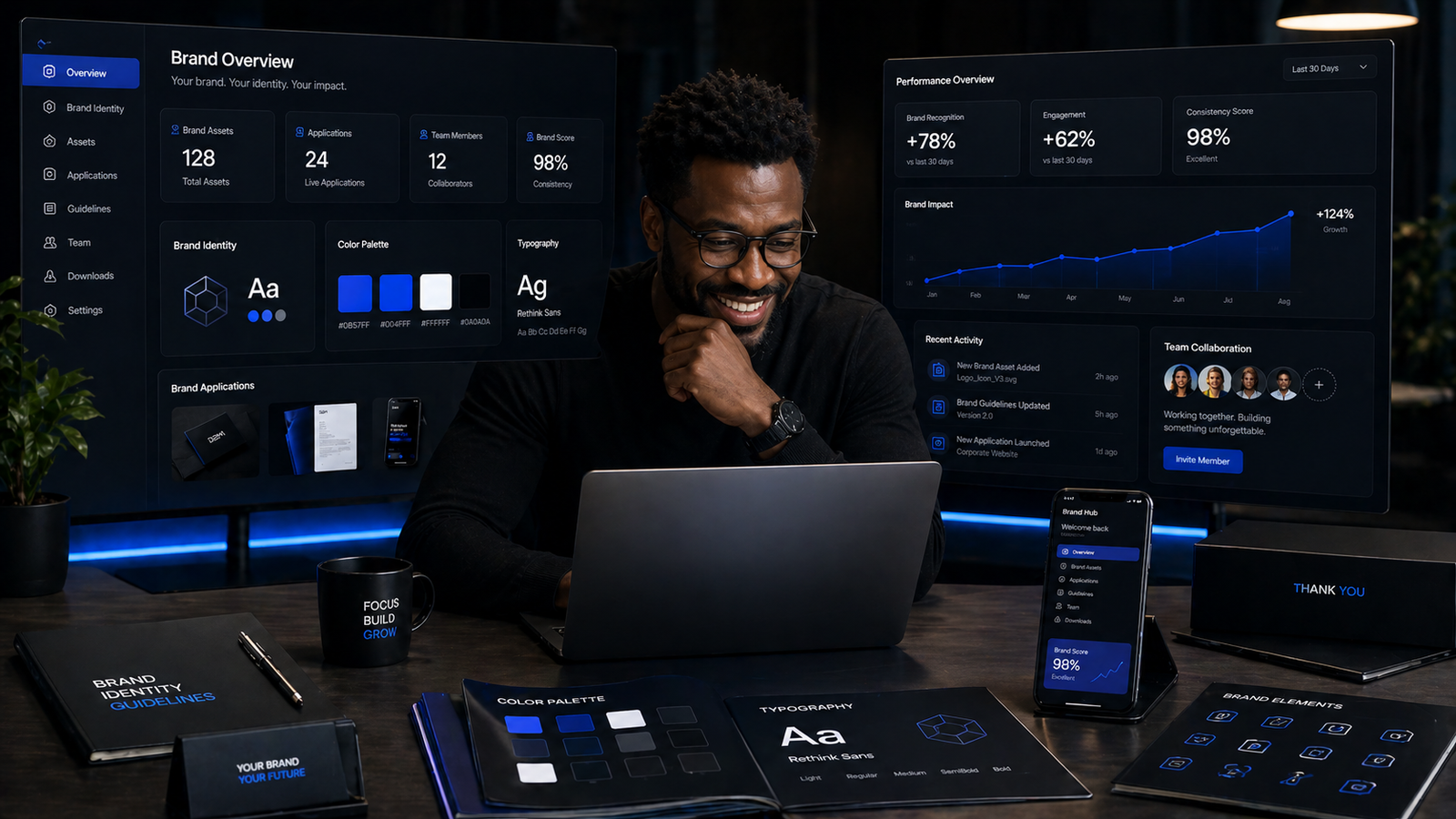 After corporate brand transformation showing a unified and commanding brand system