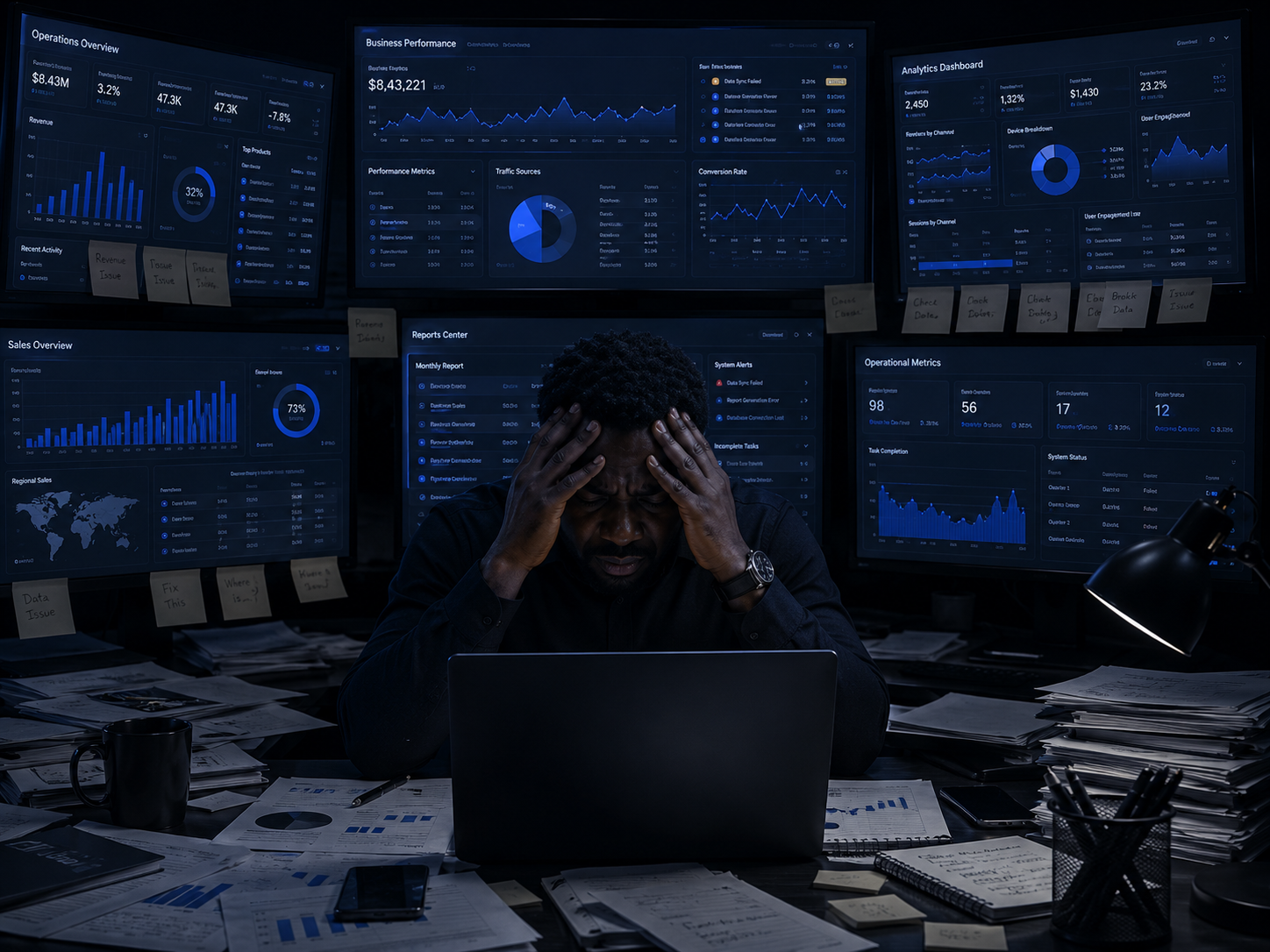Before dashboard UI/UX showing a cluttered confusing admin interface