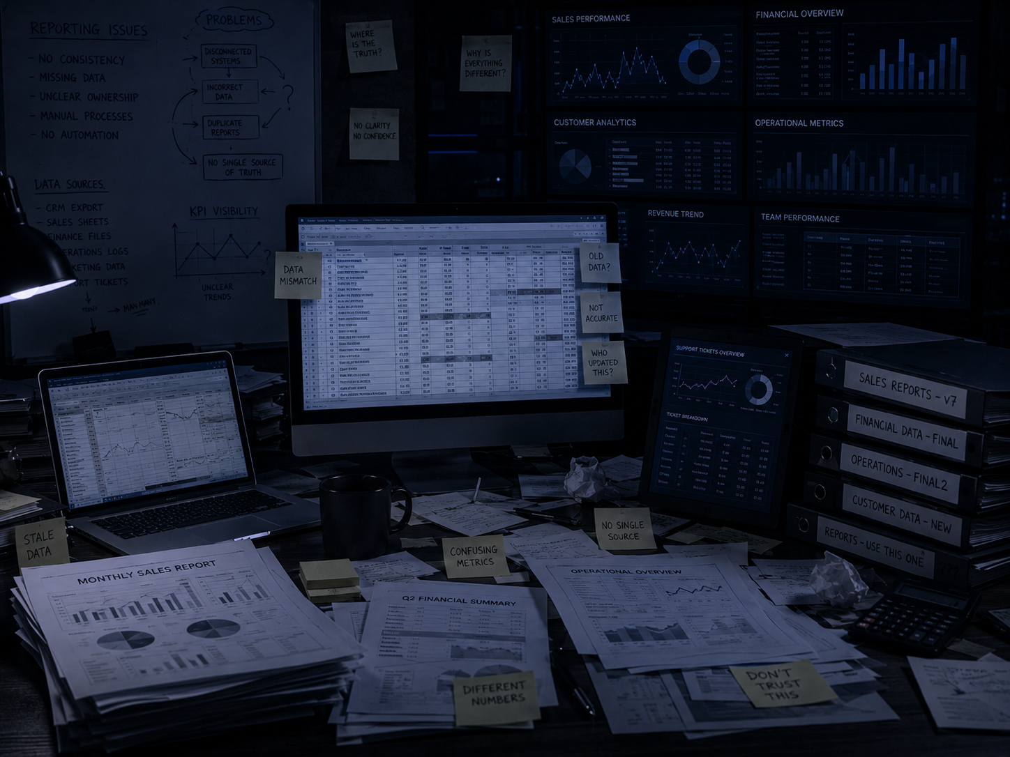 Before data analysis showing scattered raw data with no insights