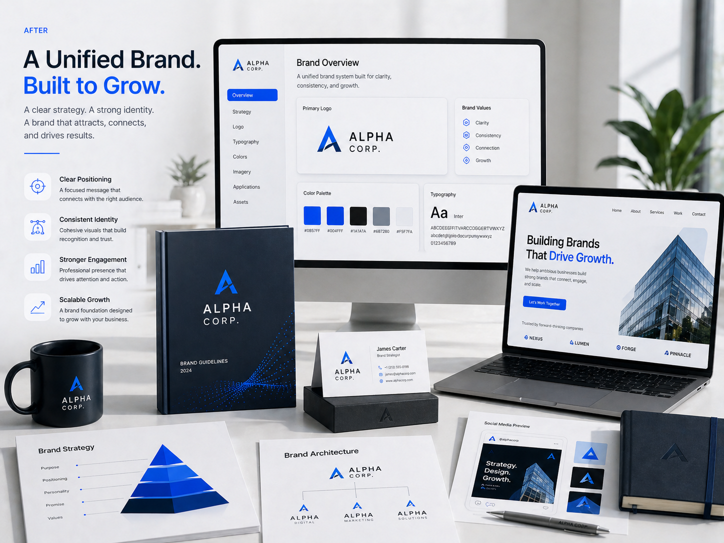 After digital brand implementation showing unified digital presence across platforms
